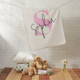 Elegant Pastel Monogram Baby Blanket