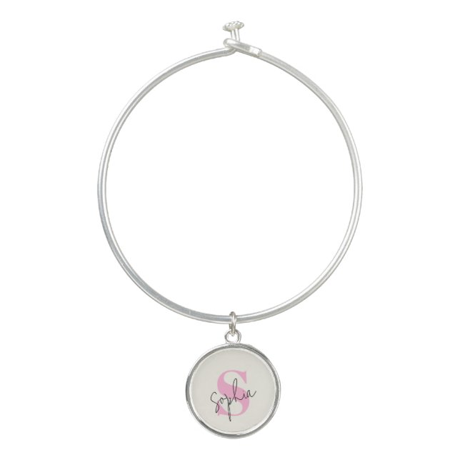 Elegant Pastel Monogram Bangle Bracelet  (Front)