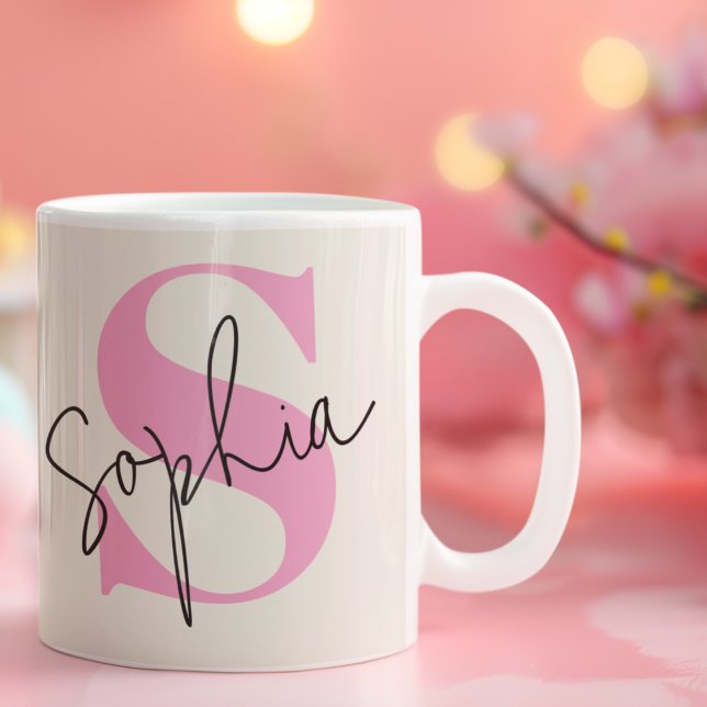 Elegant Pastel Monogram Coffee Mug (Creator Uploaded)