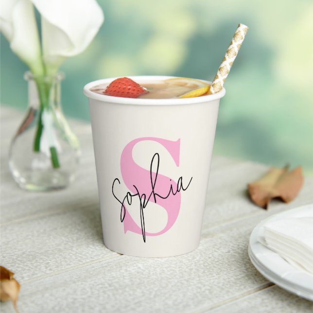 Elegant Pastel Monogram Personalized Paper Cups (Insitu)