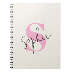 Elegant Pastel Monogram Spiral Notebook