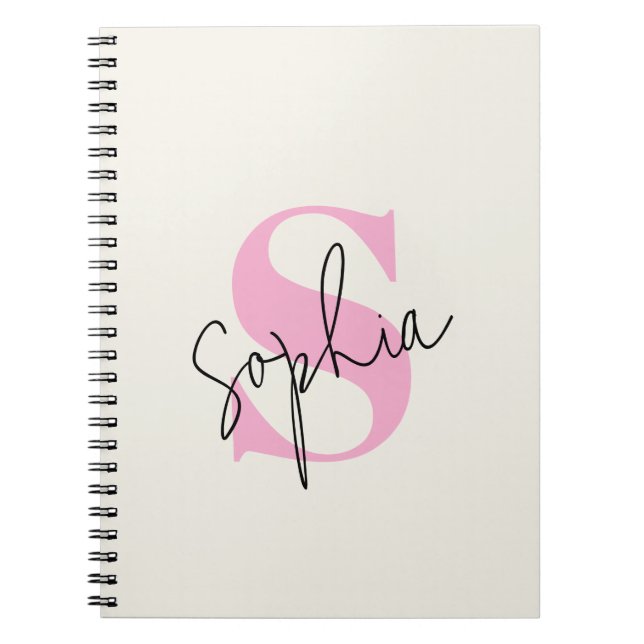 Elegant Pastel Monogram Spiral Notebook (Front)