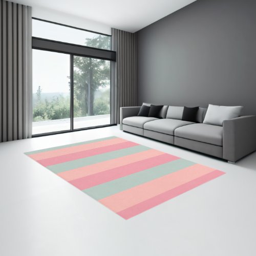 Elegant Pastel Peach Teal Colors Striped Custom Rug