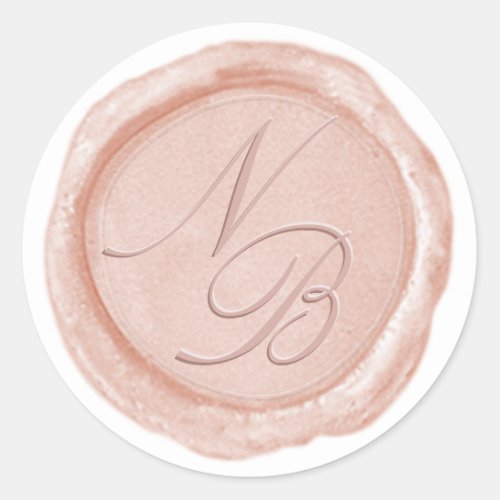Elegant Pastel Peach Wax Seal Monogram Sticker