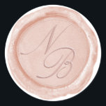 Elegant Pastel Peach Wax Seal Monogram Sticker<br><div class="desc">Elegant Metallic Pastel peach Faux Wax Seal Stickers, With elegant script font. Perfect for a luxurious and stylish Coordinating with Blooming chic floral wedding Suite, with peach colored metallic look - Wedding Monogram Initials Stickers for use on your invitation envelopes! ~ Check my shop to see the entire wedding suite...</div>