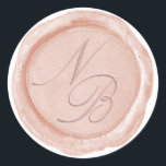 Elegant Pastel Peach Wax Seal Monogram Sticker<br><div class="desc">Elegant Metallic Pastel peach Faux Wax Seal Stickers, With elegant script font. Perfect for a luxurious and stylish Coordinating with Blooming chic floral wedding Suite, with peach colored metallic look - Wedding Monogram Initials Stickers for use on your invitation envelopes! ~ Check my shop to see the entire wedding suite...</div>