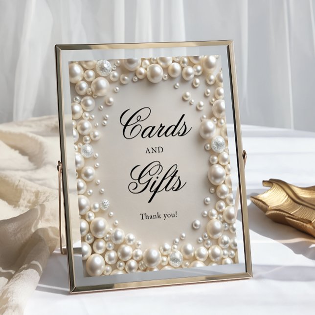 Elegant Pastel Pearls Bow Cards and Gifts Poster (Creator Uploaded)