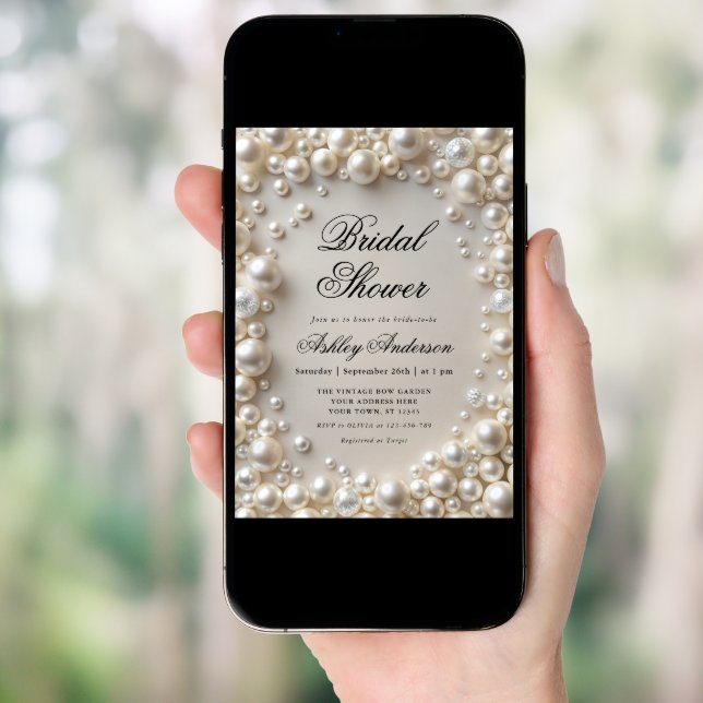 Elegant Pastel Pearls Bridal Shower Invitation (Front Digital)