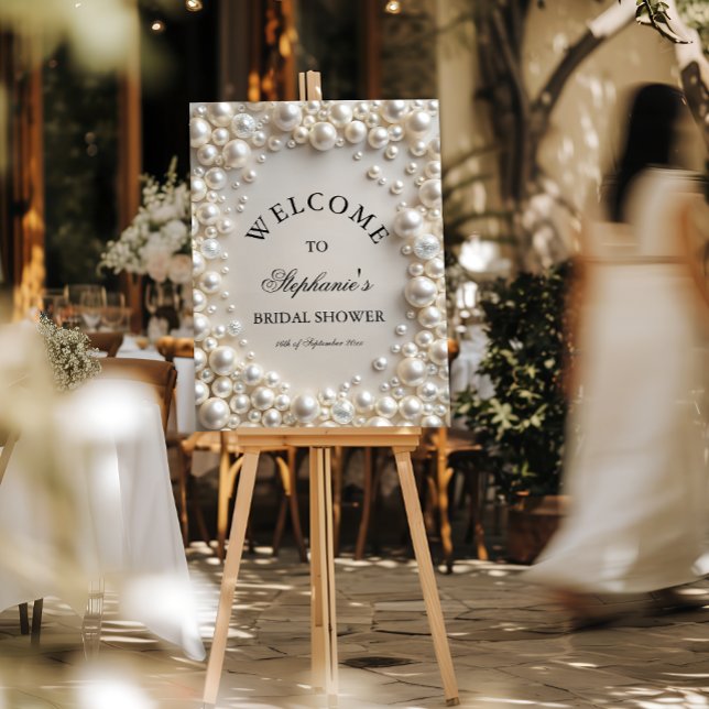 Elegant Pastel Pearls Bridal Shower Welcome Foam Board (Creator Uploaded)