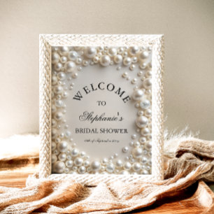 Elegant Pastel Pearls Bridal Shower Welcome Poster