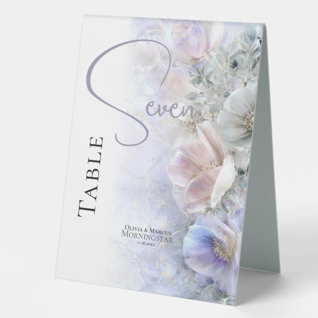 Elegant Pastel Peonies Floral  Table Tent (Front)