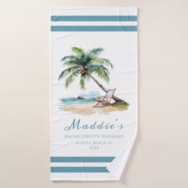 Elegant Pastel Personalized Bachelorette Weekend Bath Towel (Bath Towel)