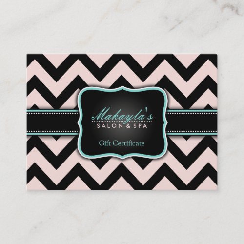 Elegant Pastel Pink and Black Chevron Gift Business Card