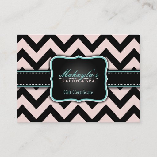 Customizable Elegant Pastel Pink and Black Chevron Gift Business Card