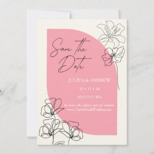 Elegant pastel pink and cream Wedding Save The Date