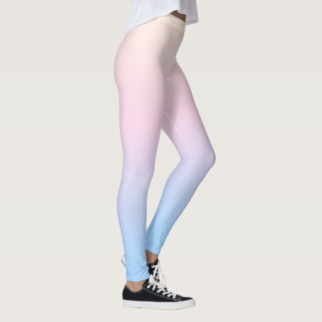 elegant pastel pink blue bright gradient colors leggings (Right)