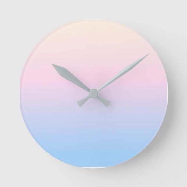 elegant pastel pink blue bright gradient colors round clock (Front)
