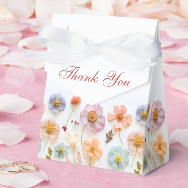 Elegant Pastel Pink Bohemian Wildflower Wedding Favor Boxes (Wedding)