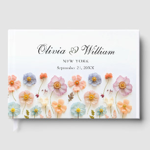 Elegant Pastel Pink Bohemian Wildflower Wedding Guest Book