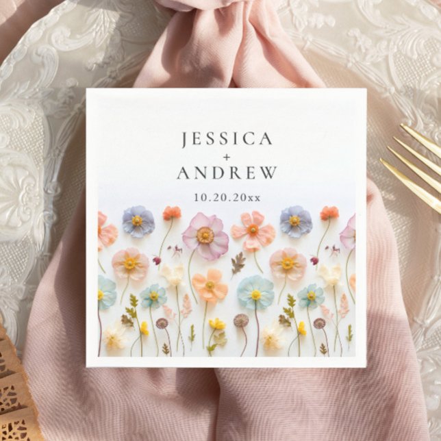 Elegant Pastel Pink Bohemian Wildflower Wedding Napkins (Creator Uploaded)
