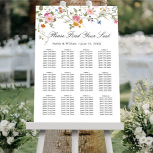 Elegant Pastel Pink Boho 12 Tables SEATING CHART Foam Board
