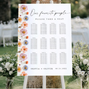 Elegant Pastel Pink Boho 12 Tables SEATING CHART Foam Board