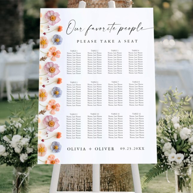 Elegant Pastel Pink Boho 12 Tables SEATING CHART Foam Board (Creator Uploaded)