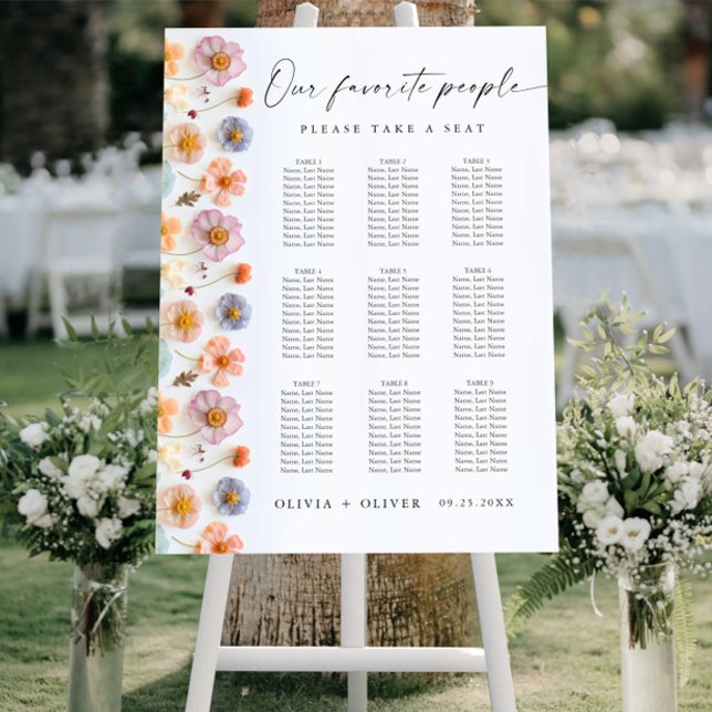 Elegant Pastel Pink Boho 9 Tables SEATING CHART Foam Board (Creator Uploaded)