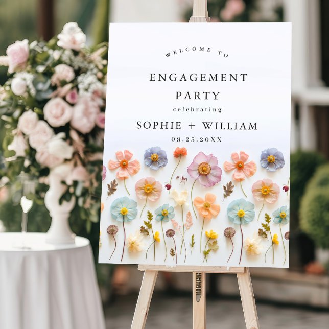 Elegant Pastel Pink Boho Flowers Engagement Party Foam Board (Creator Uploaded)