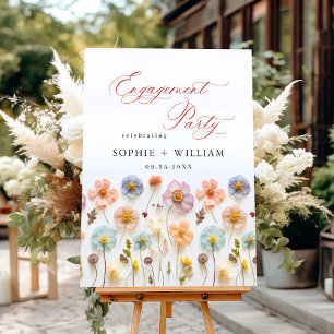 Elegant Pastel Pink Boho Flowers Engagement Party Foam Board