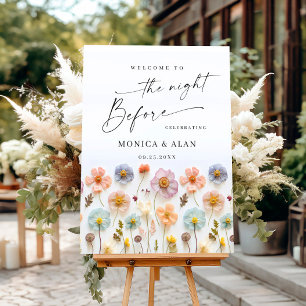 Elegant Pastel Pink Boho Flowers Rehearsal Dinner Foam Board