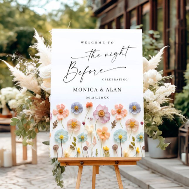 Elegant Pastel Pink Boho Flowers Rehearsal Dinner Foam Board (Creator Uploaded)