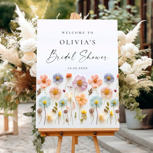 Elegant Pastel Pink Boho Wildflower Bridal Shower Foam Board (Creator Uploaded)