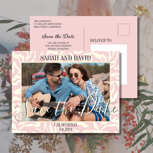 Elegant Pastel Pink Border Landscape Photo Postcard (Creator Uploaded)