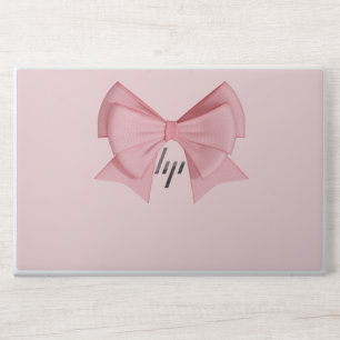 Elegant Pastel Pink Bow & Name Personalized HP Laptop Skin