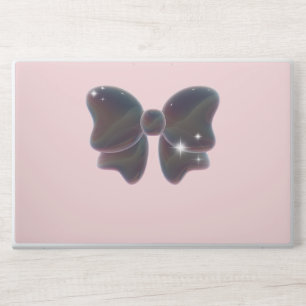 Elegant Pastel Pink Bow & Name Personalized HP Laptop Skin