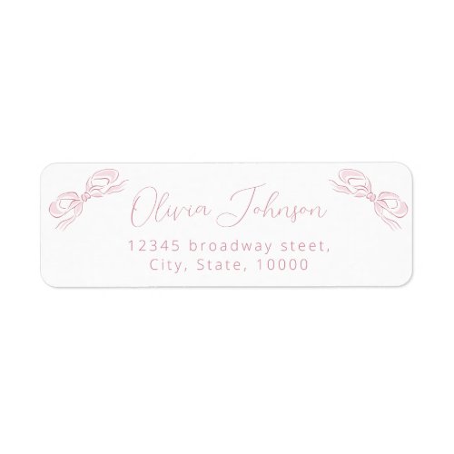 Elegant Pastel Pink Bow Return Address Label