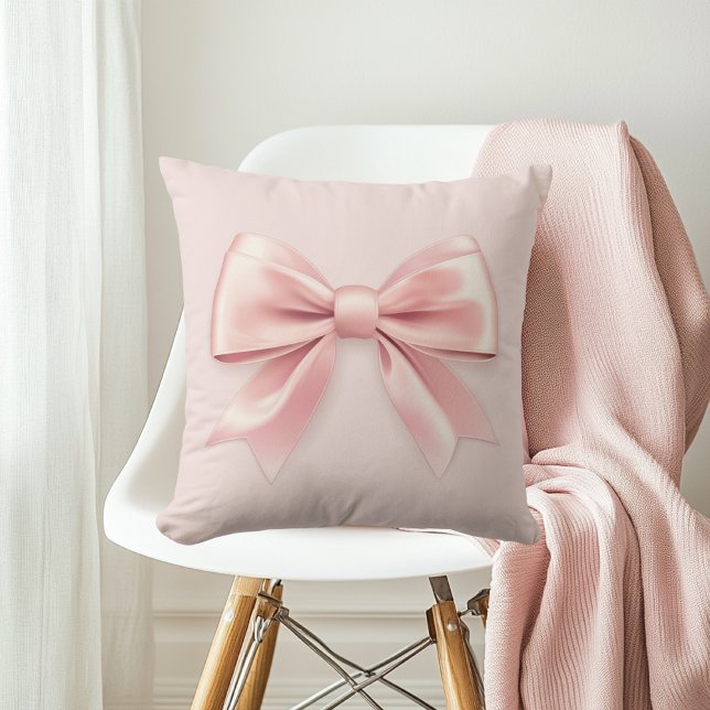 Elegant Pastel Pink Bow Throw Pillow (Creator Uploaded)