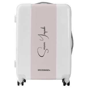 Elegant Pastel Pink Bridal Party Bridesmaid name Luggage