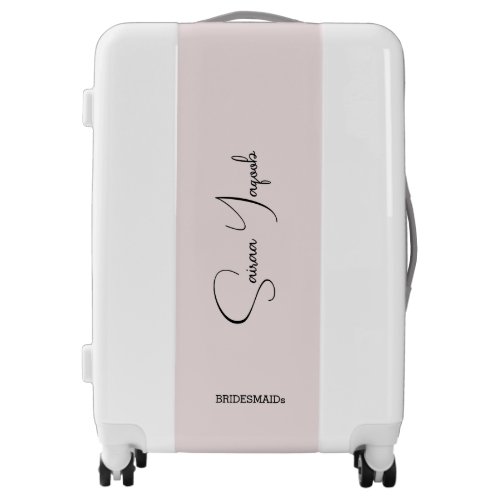 Elegant Pastel Pink Bridal Party Bridesmaid name Luggage