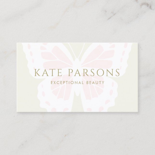 Elegant Pastel Pink Butterfly Business Card (Front)