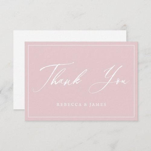 Elegant Pastel Pink Calligraphy Script Frame  Thank You Card