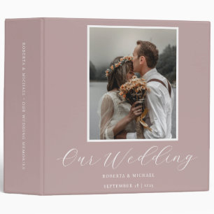 Elegant Pastel Pink Custom Photo Our Wedding Album 3 Ring Binder