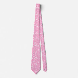 Elegant Pastel Pink Floral Fabric Pattern Neck Tie