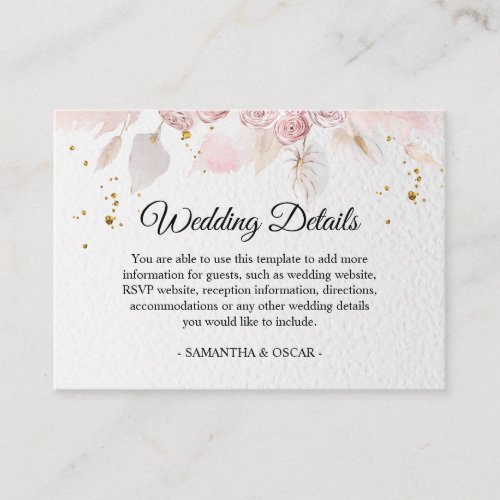 Elegant Pastel Pink Floral Frame Fancy Enclosure Card