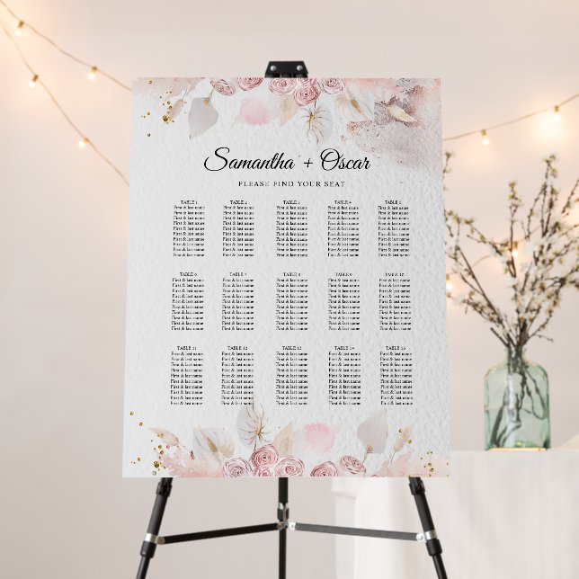 Elegant Pastel Pink Floral Frame Fancy Foam Board (In Situ (Stand))