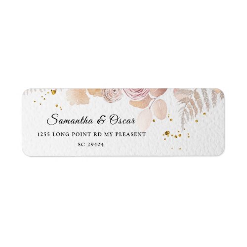 Elegant Pastel Pink Floral Frame Fancy Label