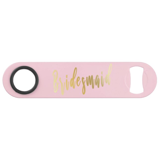 Elegant pastel pink & gold bridesmaid bar key (Front (Horizontal))