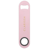 Elegant pastel pink & gold bridesmaid bar key (Back)