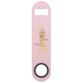 Elegant pastel pink & gold bridesmaid bar key (Front)